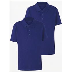Cobalt Short Sleeve School Polo Shirts 2 Pack
