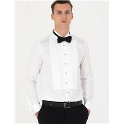 Beyaz Slim Fit Smokin Gömlek