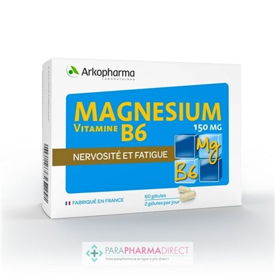 ArkoPharma Magnésium Vitamine B6 - Nervosité & Fatigue - 60 gélules
