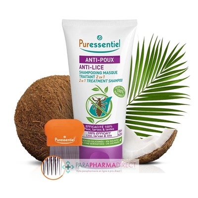 Puressentiel Anti-Poux Shampooing Masque Traitant 2en1 150 ml + Peigne Inclus