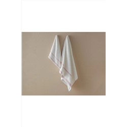 English HomeLega Pamuklu Armürlü Yüz Havlusu Seti 50x80+30x45 Cm Ekru - Pembe