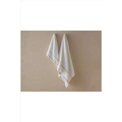 English HomeLega Pamuklu Armürlü Yüz Havlusu Seti 50x80+30x45 Cm Ekru - Pembe