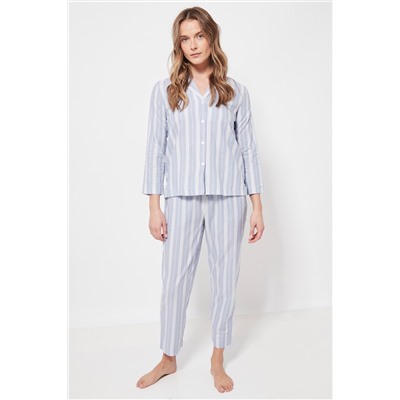 Camisa Celeste y blanco