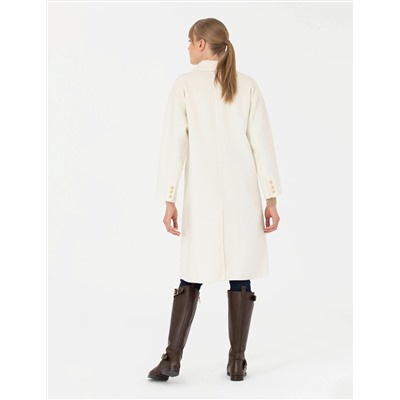 Krem Comfort Fit Kaşe Kaban