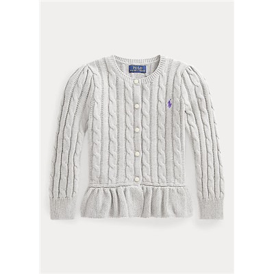 Girls 2-6x Cable Cotton Peplum Cardigan