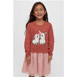 Kleid Ziegelrot/Kaninchen