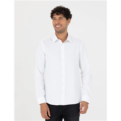 Beyaz Slim Fit Uzun Kollu Gömlek