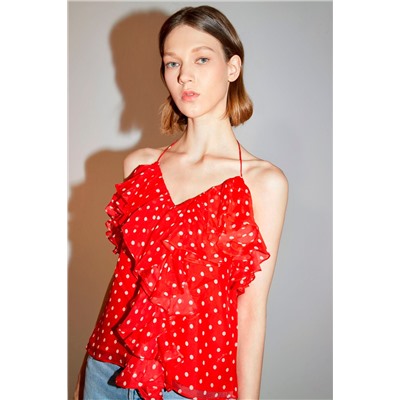 Blusa de seda Rojo y blanco
