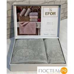 T1160/SM-01 Набор полотенец EFOR из 2-х предметов (50*90 и 70*140) MOTIF GUPUR серо-зеленый A.GRI