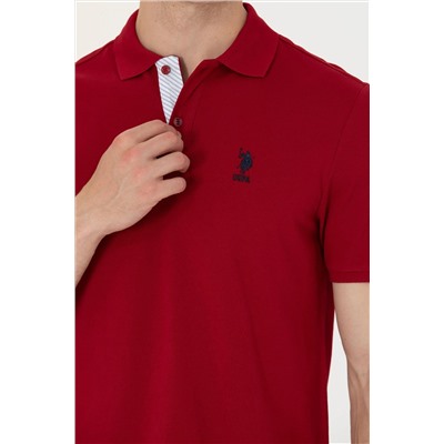 Erkek Bordo Polo Yaka Basic T-Shirt