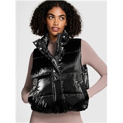 High Shine Marshmallow Puffer Vest by PINK