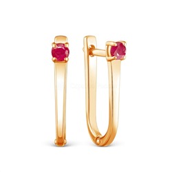 Серьги из золочёного серебра с нат.рубинами 925 пробы С-3887зс1115