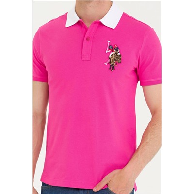 Erkek Fuşya Basic Polo Yaka Tişört