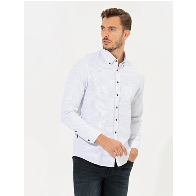 Lacivert Slim Fit Uzun Kollu Gömlek