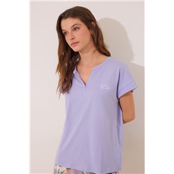 Pijama corto 100% algodón lila macetas