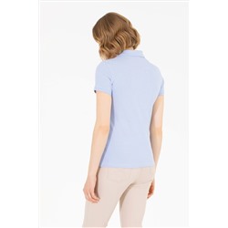 Kadın Mavi Basic Polo Yaka Tişört