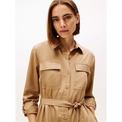 Long-Sleeve Belted Utility Shirtdress