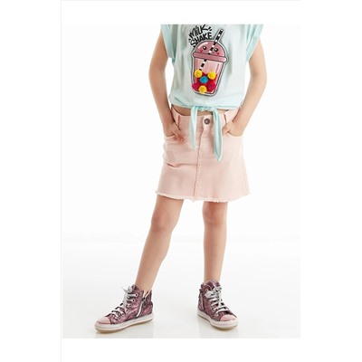 Denokids Pembe Denim Mini Kız Etek CFF-20Y2-013-V2