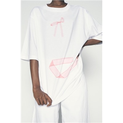 PRINTED T-SHIRT WITH BOW