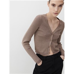 Strickjacke mit Metallicgarn