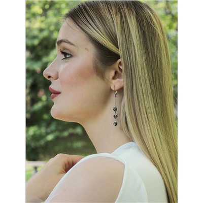 Серьги из серебра с кристаллами Swarovski Серебряная ночь 925 пробы с-2257-6SWр-001SINI