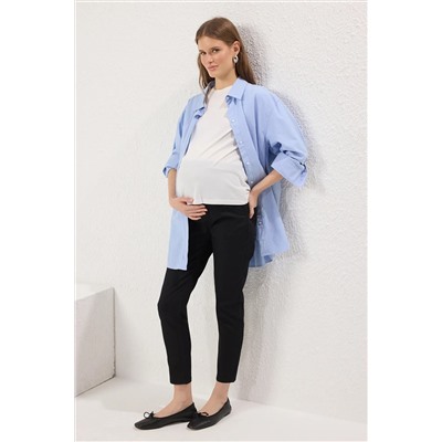 Trendyol Curve Siyah Yüksek Bel Ayarlanabilir Karın Panelli Skinny Fit Hamile Pantolonu TBBAW25CJ00026