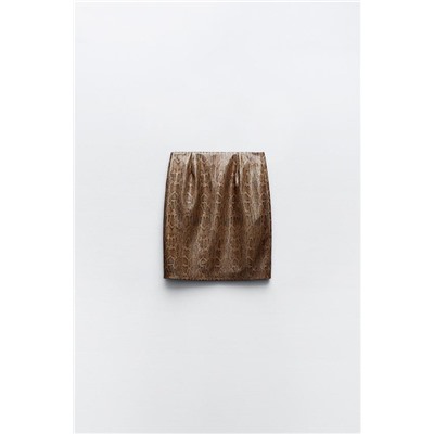 SNAKESKIN PRINT LEATHER EFFECT SKIRT