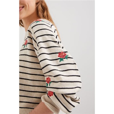 Jersey raya marinera y flores