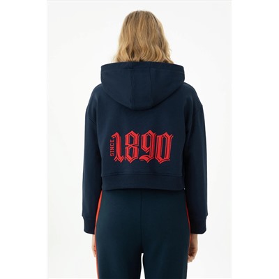 Kadın Lacivert Kapüşonlu Sweatshirt