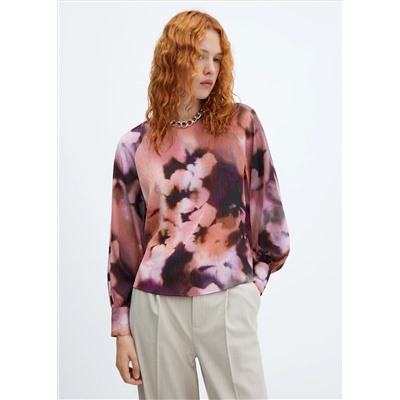 Blusa floral manga abullonada
