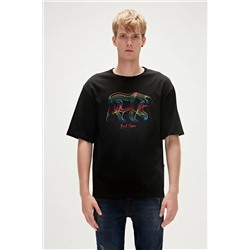Bad Bear, Walking Bad Siyah Oversize T-shirt Baskılı Erkek Tişört