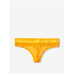 PINK LOGO LACE THONG