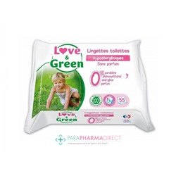 Love&Green Lingettes Toilettes Hypoallergéniques x55