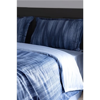 Raphael King Size %100 Pamuk Baskılı Saten Nevresim Takımı - Lacivert