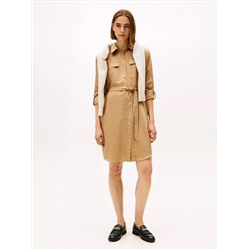 Long-Sleeve Belted Utility Shirtdress
