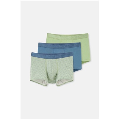 Dagi, Mavi-Yeşil 4210 3'Lü Desenli Mıcro Modal Boxer
