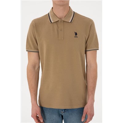Erkek Regular Fit Polo Yaka Haki Basic Tişört