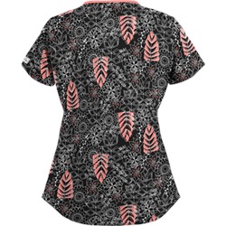 UA Tribal Palm Black Print Scrub Top