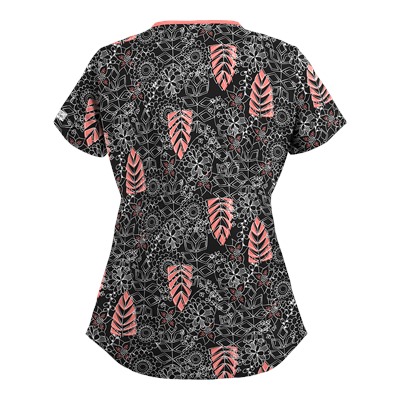 UA Tribal Palm Black Print Scrub Top