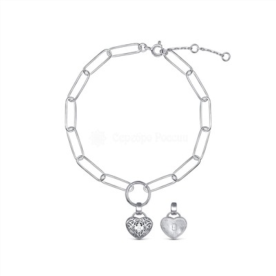 Колье из серебра родированное - Сердце замок Ко5674р