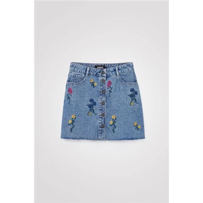 Minifalda vaquera floral