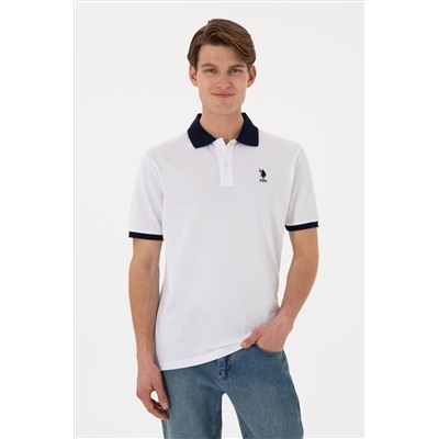 Erkek Regular Fit Polo Yaka Beyaz Basic Tişört