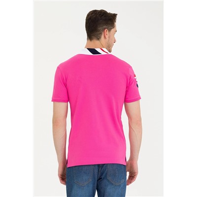 Erkek Fuşya Basic Polo Yaka Tişört