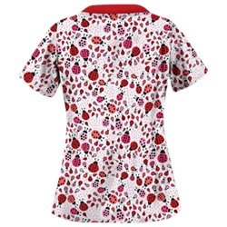 UA Lady Bug Oasis White Print Scrub Top
