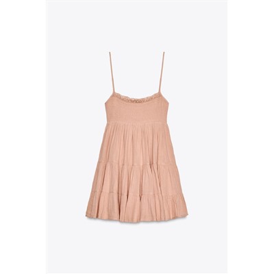 SHORT GAUZE DRESS WITH LACE