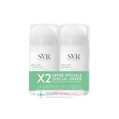 SVR Spirial Déodorant Anti Transpirant 48h Roll On 2x50mlLot  × 2
