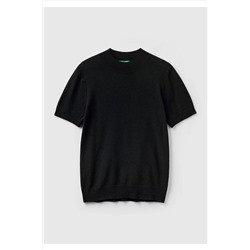 United Colors of Benetton Kadın Siyah Kısa Kollu Dik Yaka Kazak 123A1035D201W