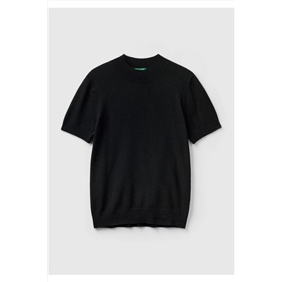 United Colors of Benetton Kadın Siyah Kısa Kollu Dik Yaka Kazak 123A1035D201W