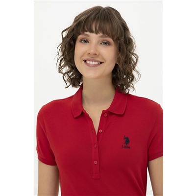 Kadın Kırmızı Basic Polo Yaka Tişört