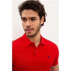 Erkek Kırmızı Polo Yaka Basic T-Shirt